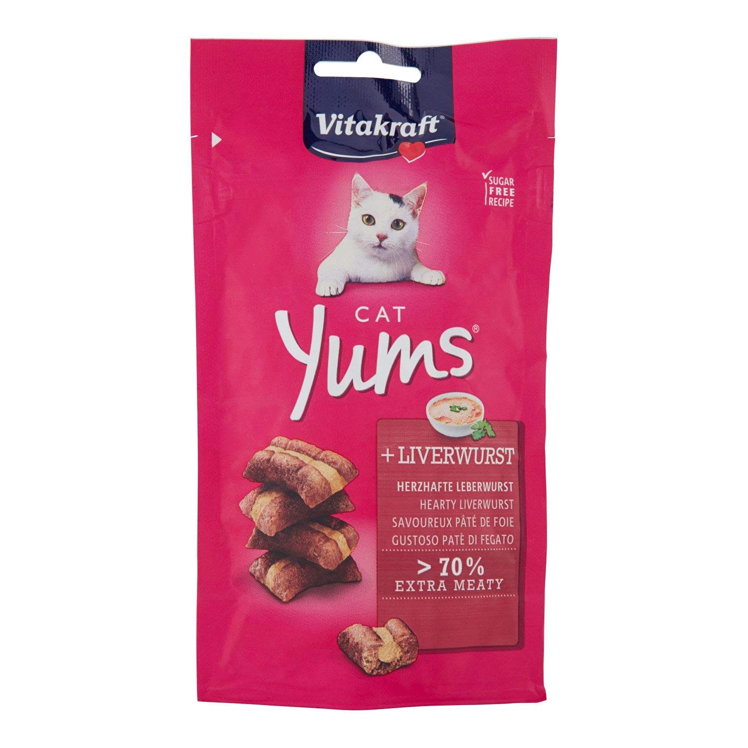Vitakraft Cat Yums, Soft Cat Snack with Liver Pate Filling in Resealable Bag, No Sugar Added (1 x 40 g) - Image 1