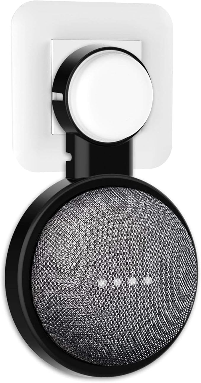 PlusAcc Wall Mount for Google Home Mini/Nest Mini (2nd Gen), Space-Saving Solution for Your Smart Home Speaker, Smart with Cord Arrangement for Living Room, Kitchen (Black) - Image 1