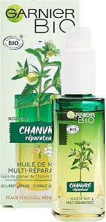 Garnier Bio - Huile de Nuit Multi-Réparatrice Visage - Au Chanvre Nourrissant & Vitamine E - Peaux Stressées & Sensibles - 30 ml - Image 1