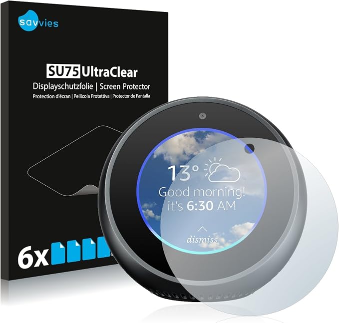 savvies Protection Ecran pour Amazon Echo Spot (6 Pièces) - Film Protection Ultra Clair - Image 1