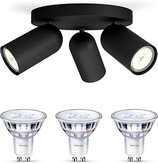 Philips myLiving PONGEE Spot lumineux - Noir - 3 points lumineux - Incl. Philips LED Scene Switch Gu10 50W - Image 1