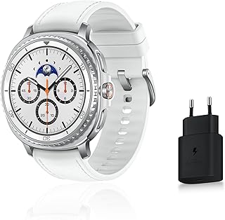 Samsung Galaxy Watch8 Classic, Montre Connectée, Couronne rotative, Galaxy AI, Coach Sommeil, Coach Running, Bluetooth, 46mm, Blanc, Chargeur Secteur Rapide 25W Inclus, Version FR - Image 1