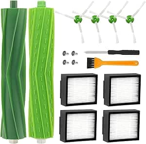 Replacement Accessories for Roomba J7 J7+ i7 i7+ i7 Plus E5 E6 E7 8 i8+ i6 i6+ i3 i3+ i4 i4 i4+Spare Parts, 4 Filter, 4 Side Brushes, 2 Rubber Brushes