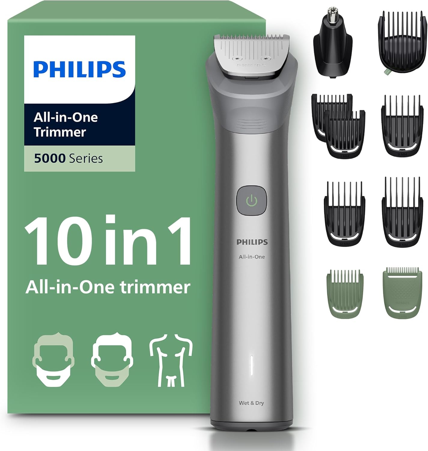 Philips Multigroom MG5918/15 5000 Series All-in-One Trimmer 10 Accessories - Beard Trimmer, Hair & Body Trimmer, Self-Sharpening Metal Blades, 11 Cutting Heights (0.5-16mm) - Image 1