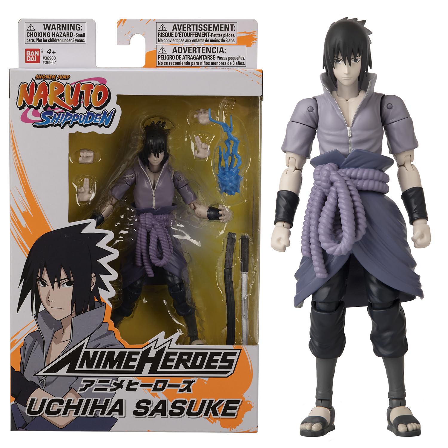 Bandai - Anime Heroes - Sasuke Uchiwa Figurine - Naruto Shippuden - Anime Heroes Action Figure 17 cm - Official Manga Naruto Licence - Articulated Sasuke Figurine - Child Toy 4+ - 36902 - Image 1