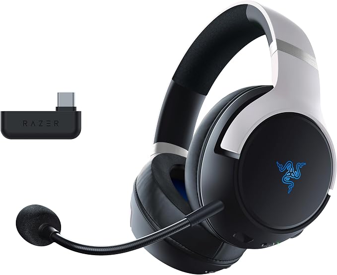 Razer Kaira Pro - Premium Wireless Gaming Headset for PlayStation 5 with HyperSense Haptic (50 mm Speakers, Hyperclear Cardioid Detachable Microphone, SmartSwitch, RGB Chroma) Black-White - Image 1