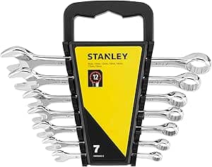 STANLEY STMT82842-0 Combination Spanners - Forged Steel - Flat Eye - Ergonomic Handle - Supplied with Permanent Holder - Set of 7