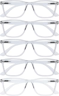 OPULIZE NYX Lunette anti lumiere bleue femme & homme - Lunette Loupe Ecran/Gaming - Lot de 5 - Anti-éblouissement, UV400, Légère - Rectangulaire - Translucide - + 1,00 - Image 1