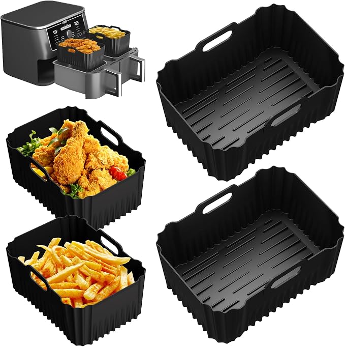 Air Fryer Silicone Mould, Air Fryer Accessories for Russell Hobbs 9L & COSORI Air Fryer Dual Zone 8.5L, Ninja Double Stack XL 9.5L, Reusable Russell Hobbs Air Fryer Accessories, Air Fryer Mold - Image 1