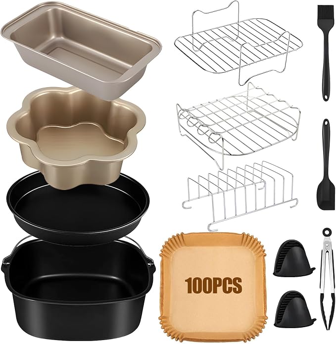COSORI Air Fryer Accessories, Compatible with Philips Airfryer XL 6.2L, Russell Hobbs 8L/8.3L, COSORI 5.5L, Moulinex 5L, Cecotec 5.5L, 5L-7.2L Ninja 6.2L AF180EU Air Fryer Mould Accessories - Image 1