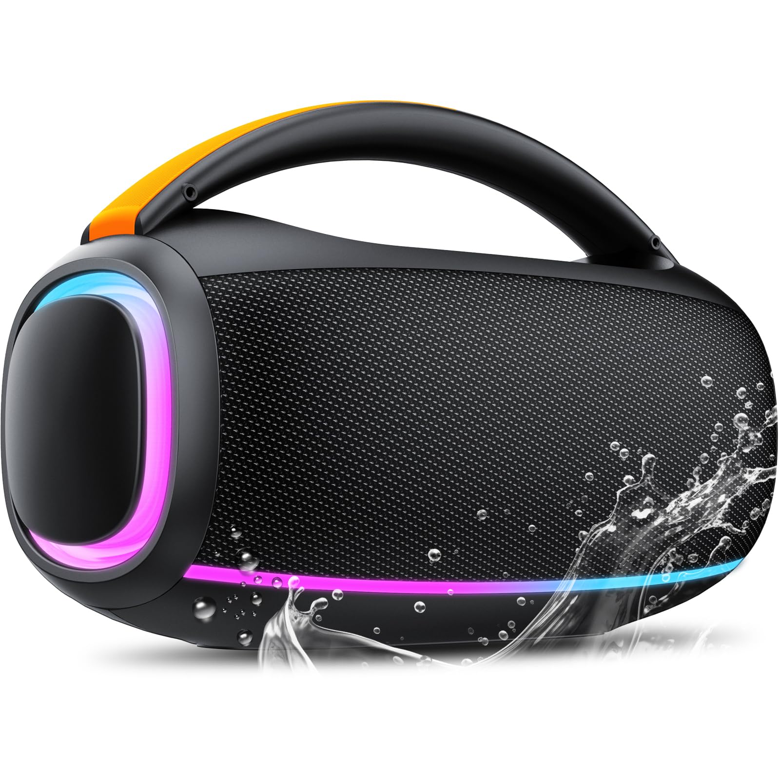 Bluetooth 5.4 Portable Speaker with Powerful Bass, 80W Bluetooth Speaker, Battery Life 30hrs RGB Lights, Pairing TWS, IPX7, AUX, TF, for Outdoor/Party/Travel - Image 1