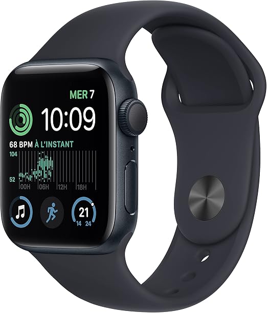 2022 Apple Watch SE GPS, Boîtier en aluminium Minuit de 40 mm, Bracelet Sport Minuit - Regular - Image 1