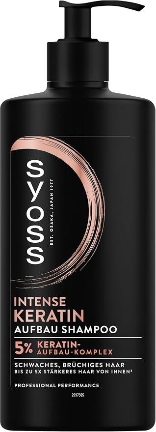Syoss Keratin Shampoo (440 ml), Shampoo for fragile and brittle hair, fills and smoothes the hair fibre, Blue Lotus & Amino complex formula - Image 1