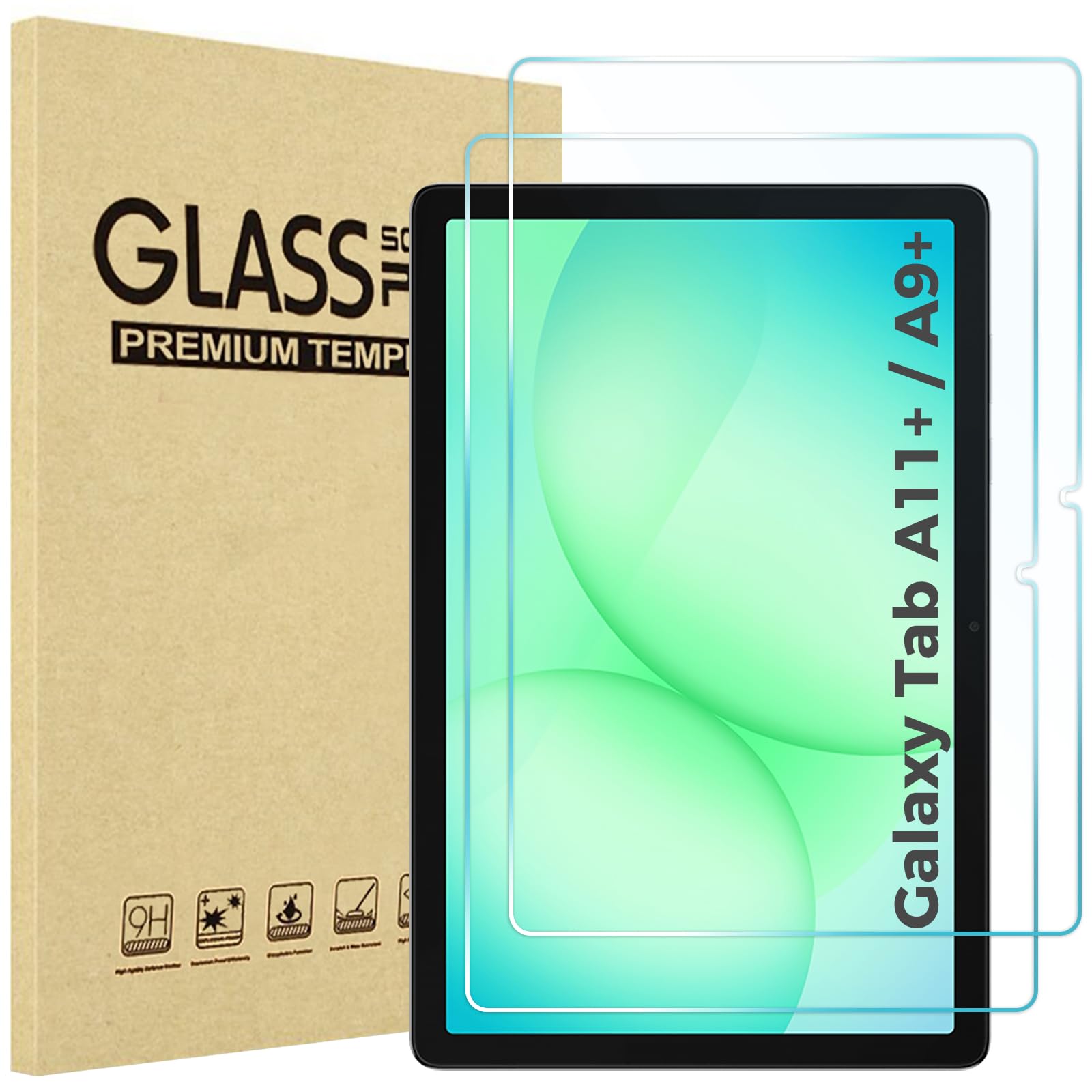 ProCase 2 x Tempered Glass Screen Protector for Samsung Galaxy Tab A11+ (SM-X230) 2025/ A9+ (SM-X210) 2023 11 Inch Anti-Scratch Bubble-Free - Image 1