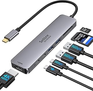 Adaptateur USB C, Selore Hub USB C HDMI 4K, Ports USB 3.0, Lecture de Carte SD/TF, Dock USB C 7-en-1 pour MacBook Pro 2020 MacBook Air 2020 Huawei Matebook ChromeBook Pixel Tablette USB Type C - Image 1