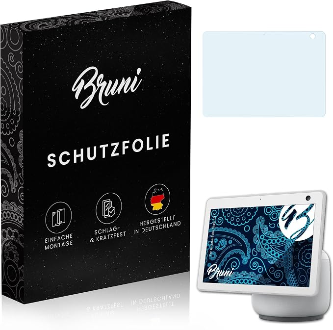 Bruni Protecteur d'écran compatible avec Amazon Echo Show 10, 2x Film Protecteur, cristal clair, Made in Germany - Image 1