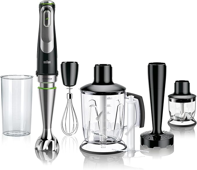 Braun MultiQuick 9 - Immersion Blender, Anti Splash, Precise Speed Selection, Active PowerDrive for Smooth Results, Blender, Mini Chopper, Measuring Jug 600ml, 1200W, Black (MQ9147X) - Image 1