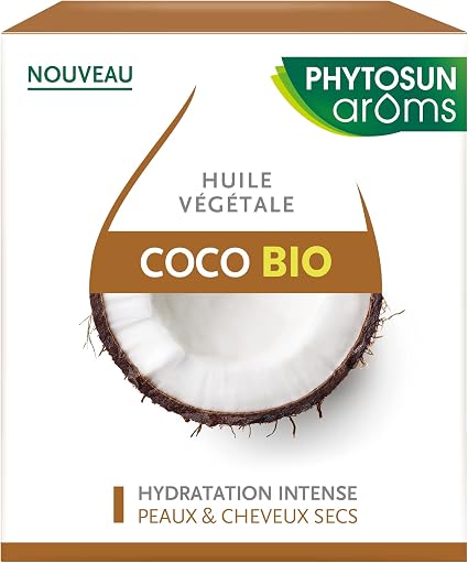 Phytosun Arôms Organic Coconut Oil - 100% Pure and Natural - Intense Hydration for Dry Skin and Hair - 100 ml - Image 1