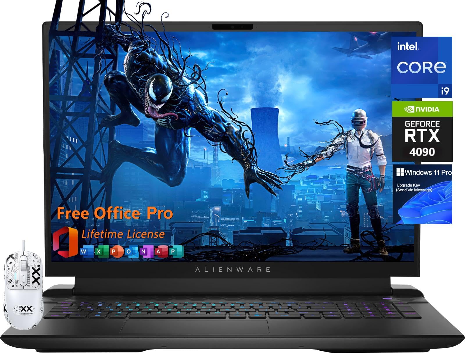 Dell Alienware M18 R2 Gaming Laptop, 18" QHD+ (2560x1600) 165Hz, Intel 24-Core i9 14900HX, GeForce RTX 4090, 64GB DDR5, 8TB SSD, FHD Camera, Backlit Keyboard, Office 2019, Win11 - Image 1