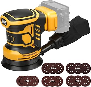 Ponceuse Excentrique pour Dewalt 18 V, 20 V batterie, 125mm, 3 vitesses, Ponceuse orbitale 7000-11000 tr/min, Livrée avec 15 Disques Abrasifs, idéale pour le travail du bois professionnel - Image 1