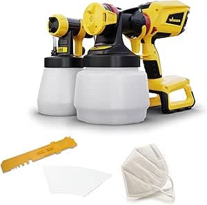 WAGNER W 600 FLEXiO 18V Cordless Paint Spray System (without Battery and Charger) for Wall Paints, Universal Coats, Varnishes & Varnishes, Tank 1300 ml + 800 ml