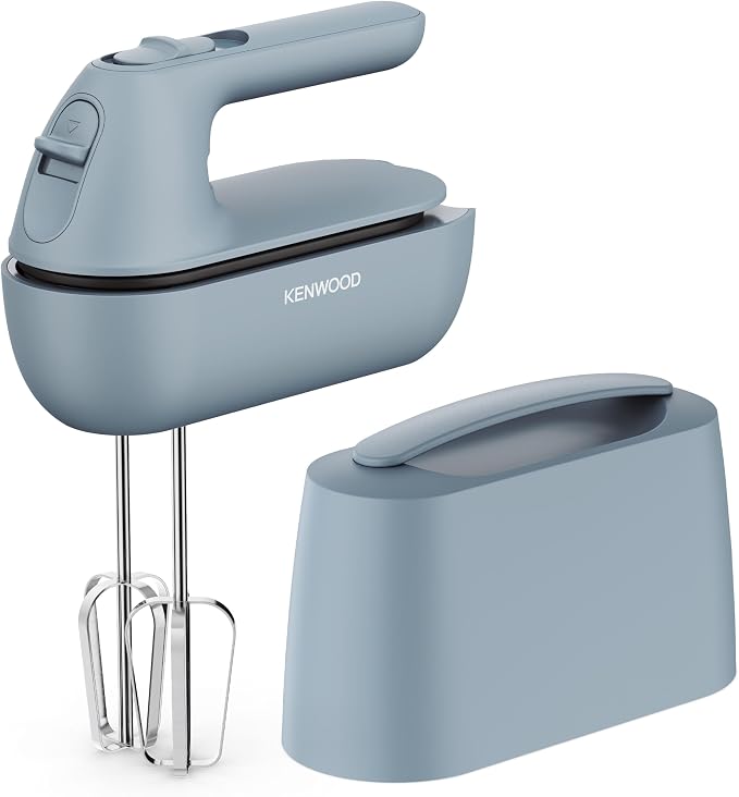 Kenwood QuickMix Go HMP40.000GY Portable Electric Mixer with Built-in Bag, SureEject Release Button, Stainless Steel Whisk and Dough Hook, Measuring Spoon, 350W, Blue - Image 1