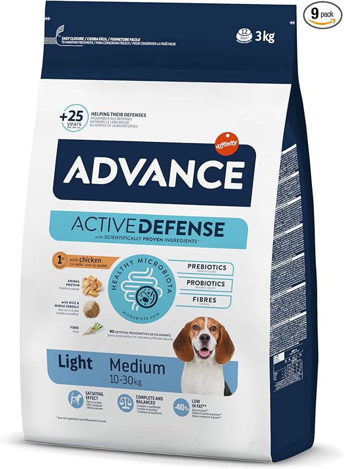 Advance Medium Adult Light Medium Breed Low-Fat Dry for Adult Dogs with Chicken – 3 kg - Image 1