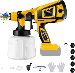 Pistolet à Peinture sans Fil Compatible avec DeWalt 20V Batterie, avec réservoir de 1000ml, 5 Buses, 3 modès, Brosse de Nettoyage, Gants et Lunettes de Protection (Outil Uniquement) - Image 1