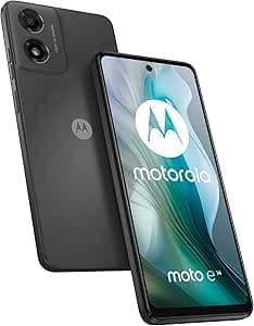 Motorola E14, 64 GB RAM 2 GB, 6.6 Inch Screen, 5000 mAh Battery, French Version, Charger + USB Cable + Case Included, Charcoal Grey