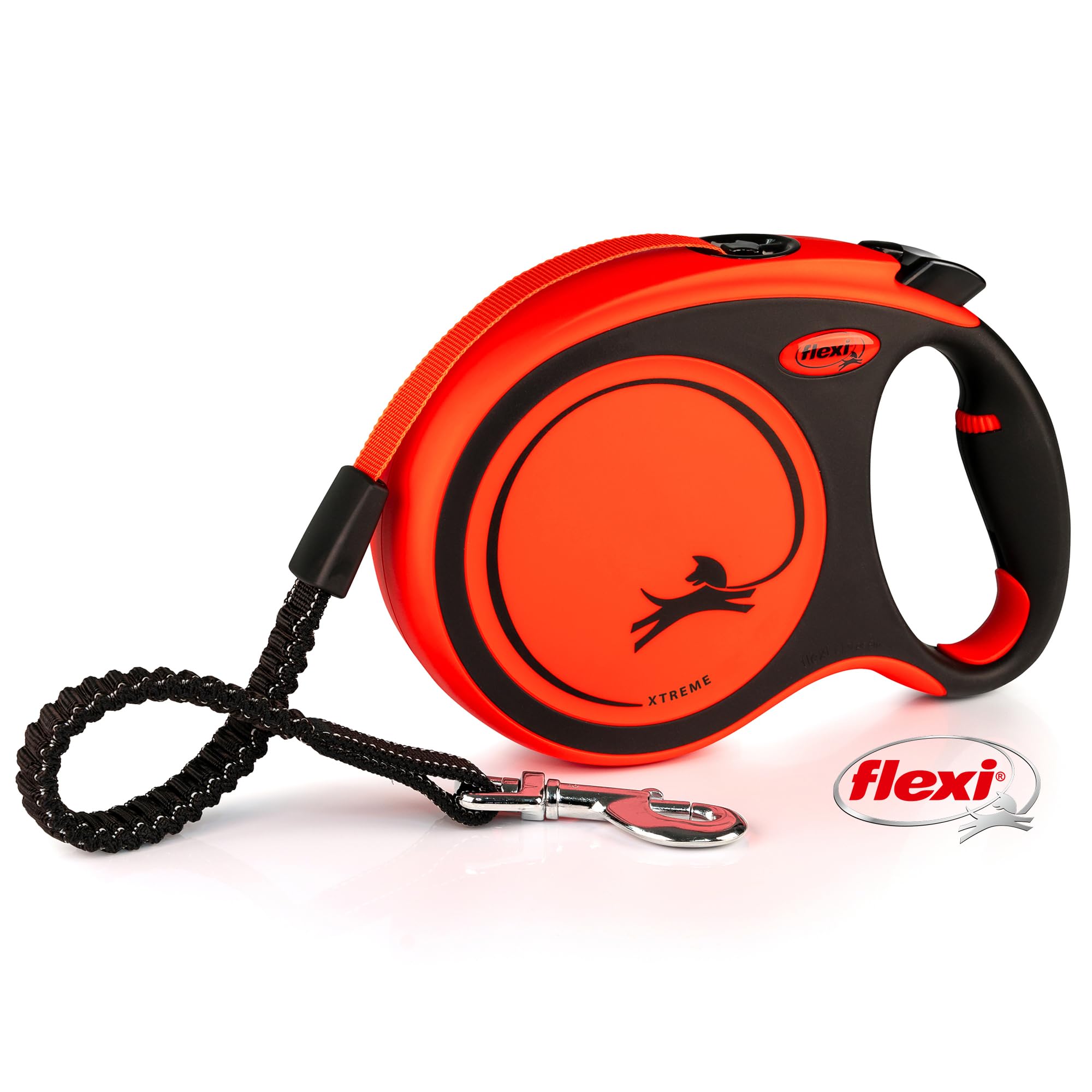 Flexi Xtreme L Strap 8 m Black/Orange, Retractable Lead for Dogs up to 55 kg - Image 1