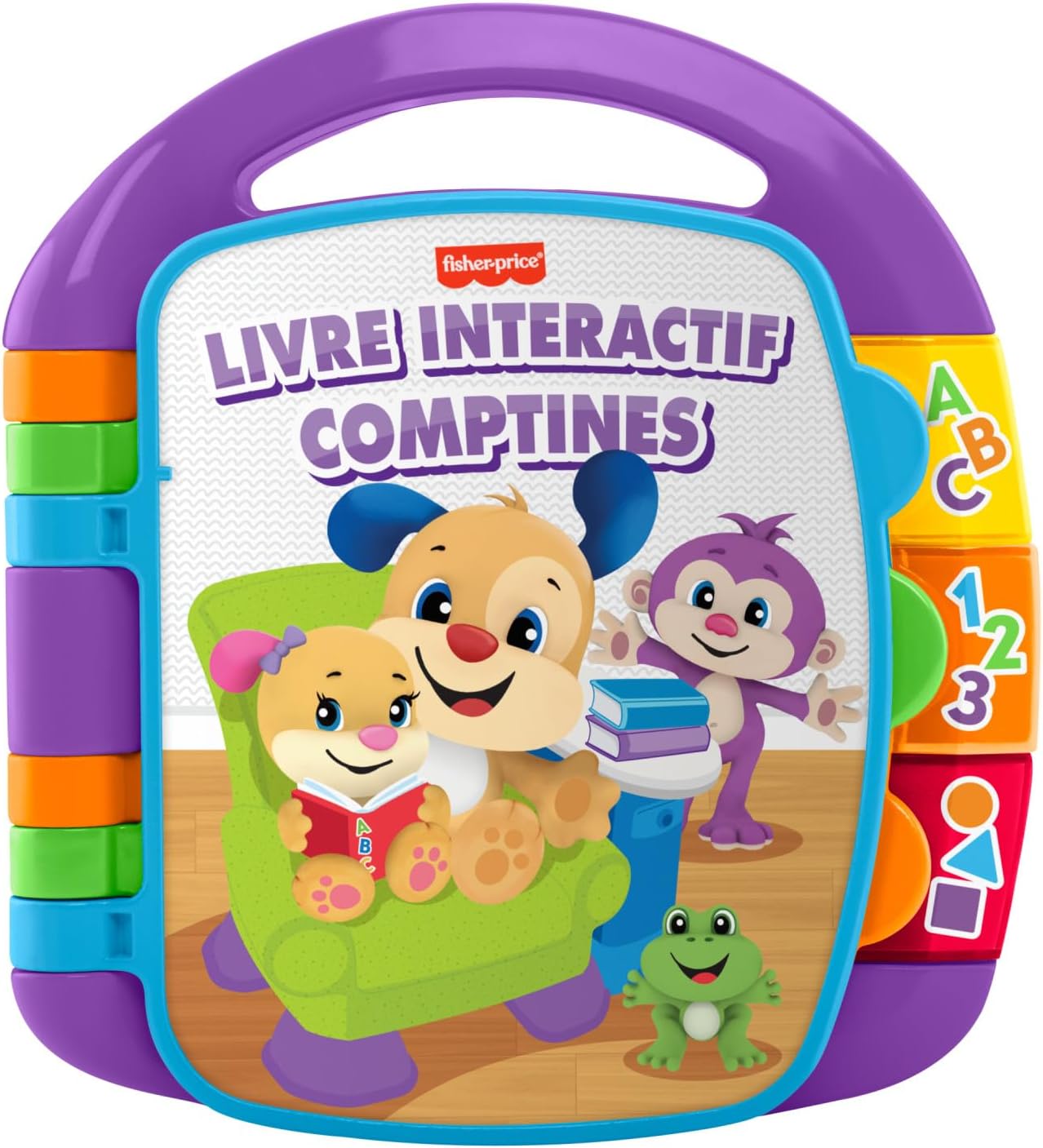 Fisher-Price CDH39 Learning Toy Musical Book Interactive Rhymes Laughing and Learning with Lights and Music for Babies and Toddlers, French Version - Image 1