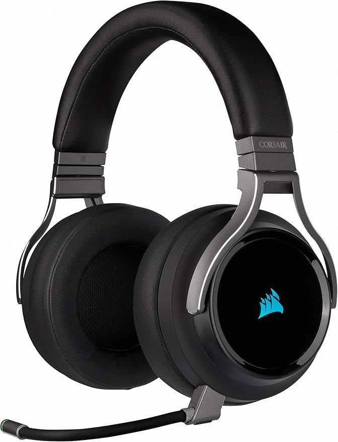 Corsair Virtuoso RGB High Fidelity Wireless Gaming Headset (7.1 Surround Sound, Omnidirectional Microphone Compatible with PC and PS4) Carbon, Black - Image 1
