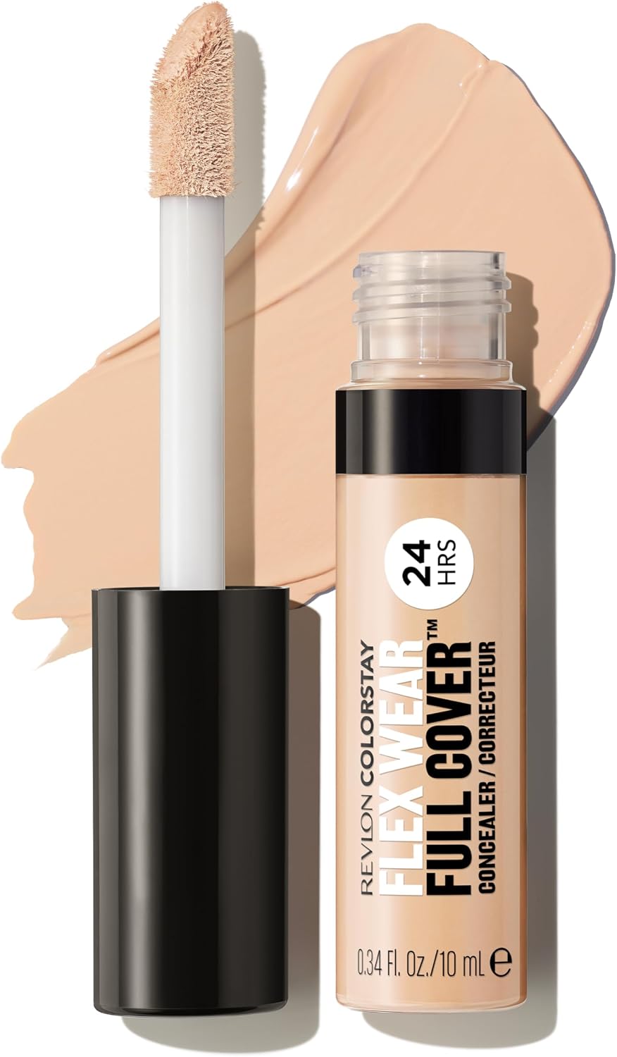 Revlon ColorStay Flex Wear Full Cover, Anticernes haute couvrance, infusé d'acide hyaluronique et de vitamine E, texture flexible et longue tenue, 015 Light, 10ml. - Image 1