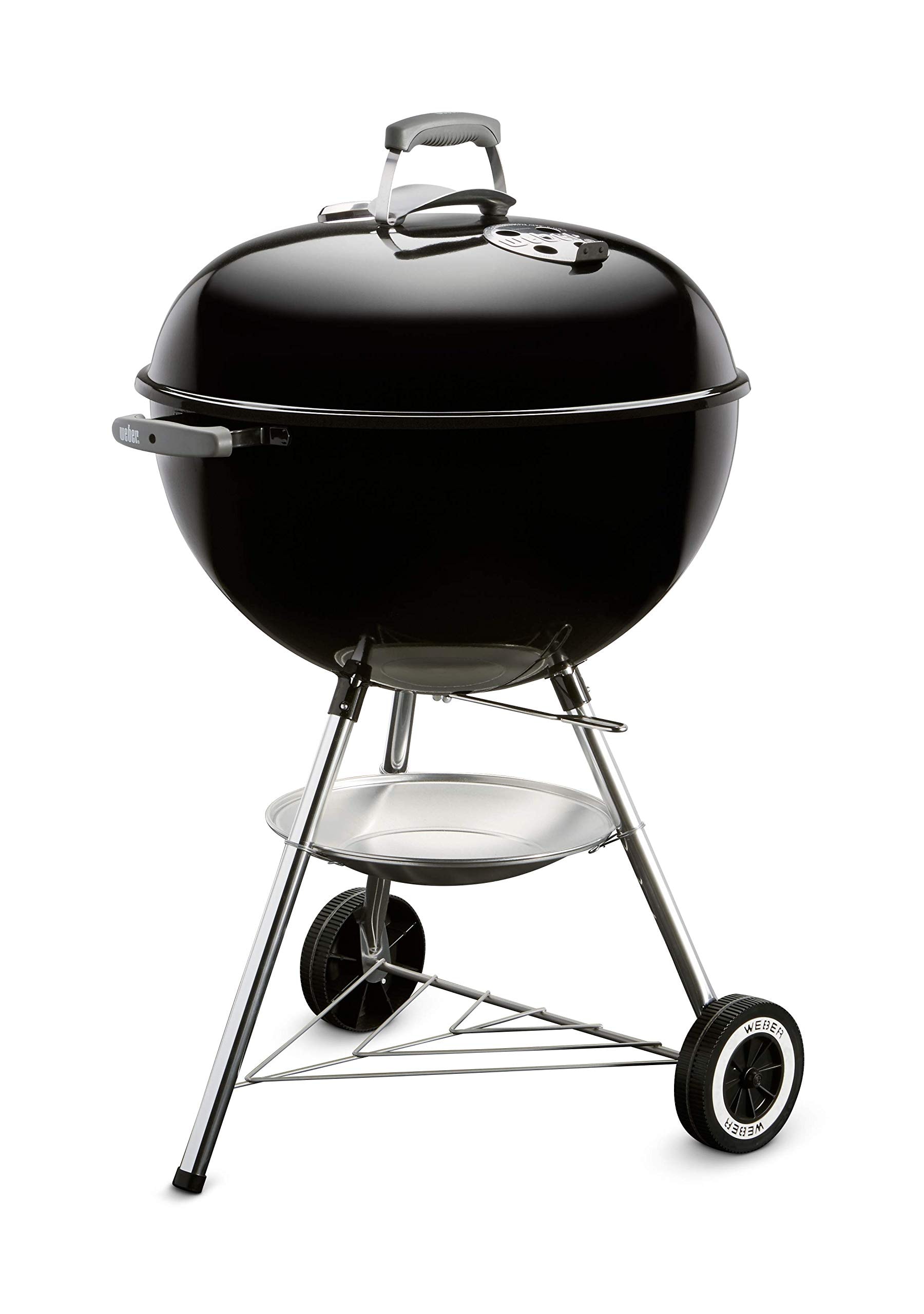 Weber Classic Kettle Charcoal Barbecue / Enamelled Steel Bowl and Lid, 57 cm Cooking Surface, One-Touch Cleaning System, Lid Thermometer, Tripod and Wheels, Black - Image 1