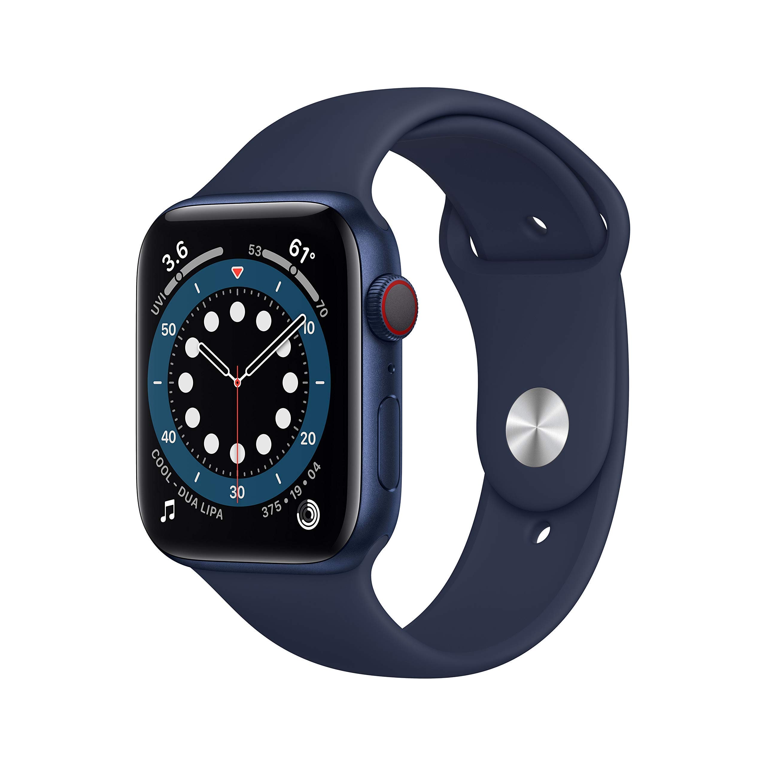 Apple Watch Series 6 (GPS + Cellular, 44MM) Blue Aluminium Case with Navy Blue Sport Strap (Refurbished) - Image 1