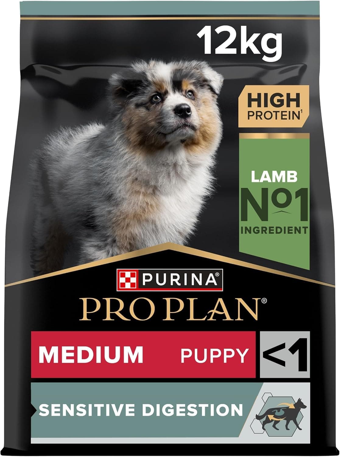 PURINA PRO PLAN | Sensitive Digestion | Complete Dry Food for Medium Puppies | Promotes a Healthy Digestive System | Rich in Lamb | Dry Food | 12 kg Bag
