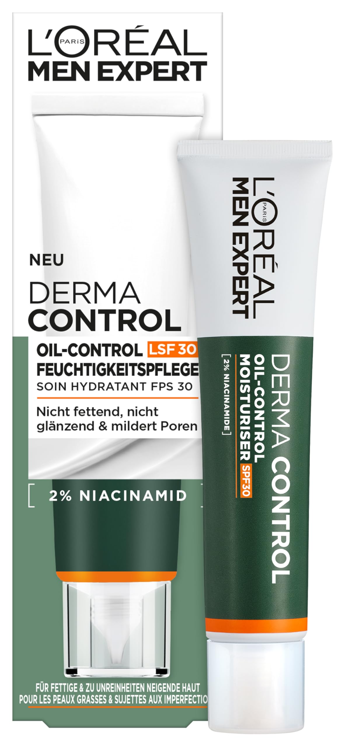 L'Oréal Men Expert Anti-pimple Face Care SPF 30 for Men, Cream for Impure and Acne Prone Skin, Face Cream for Men with Sun Protection and 2% Niacinamide - Image 1