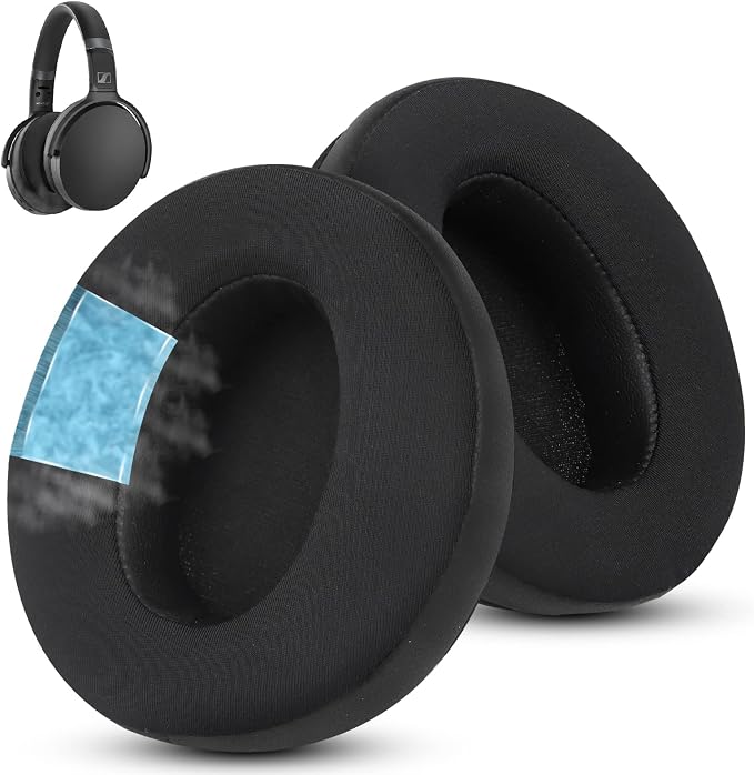 Cooling Gel Foam Cushion Pads for Sennheiser HD 4.50BT/HD 4.50BTNC/HD4.50SE/HD4.40BT/HD4.30G/HD4.20S/HD458BT/HD 450/HD450BT/HD400S/HD350BT-Made of Soft Fabric (Black) - Image 1