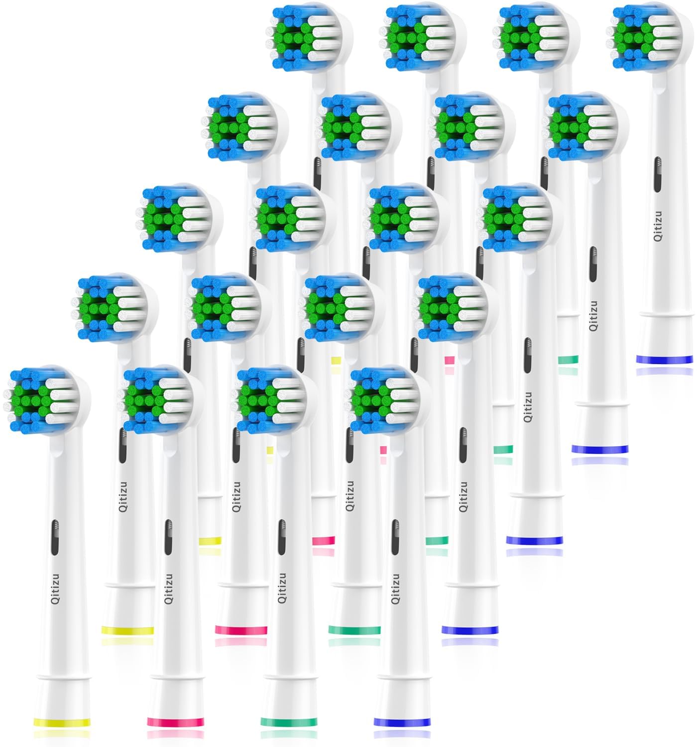 Qitizu Brossette de Rechange Compatible avec Braun Oral-b Brosse à Dents Electriques, Tete Brosse a Dent Pour Oral b Pro, Smart, Vitality, Genius, Advance Power, 20 Blanc - Image 1