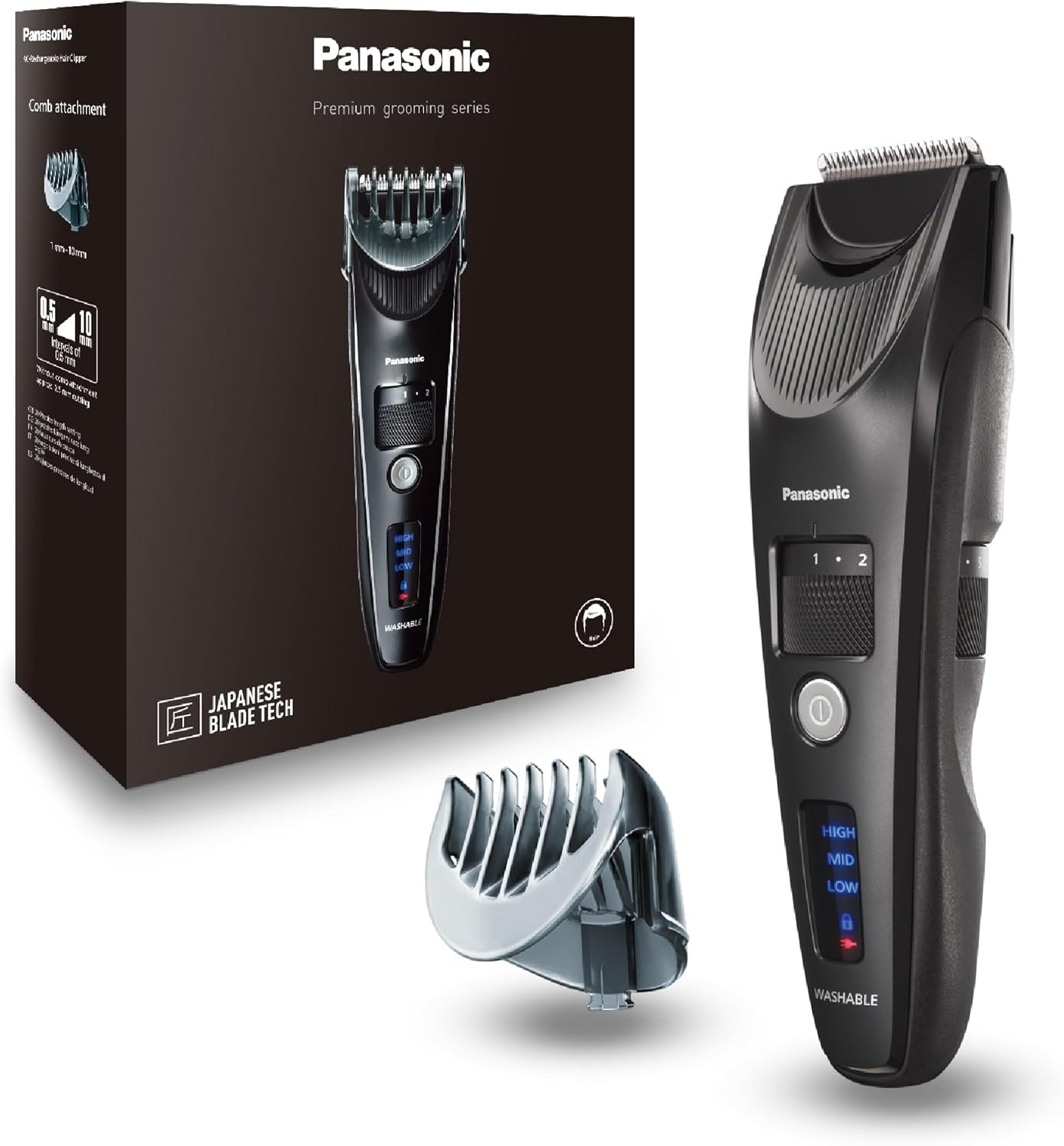 Panasonic ER-SC40-K803 Tondeuse à Cheveux pour Hommes, Portable Sans Fil et Étanche, Lames Supérieures, 20 Longueurs Réglables, 1 Accessoire, Avec ou Sans Fil, Indicateur de Batterie LED, Noir - Image 1