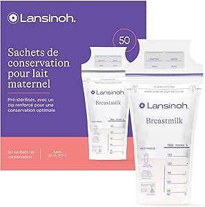 Lansinoh I Breast Milk Storage Bags - 50 Pieces - Pre-Sterilised, BPA Free, Reinforced Zip - Freezer & Refrigeration - Image 1
