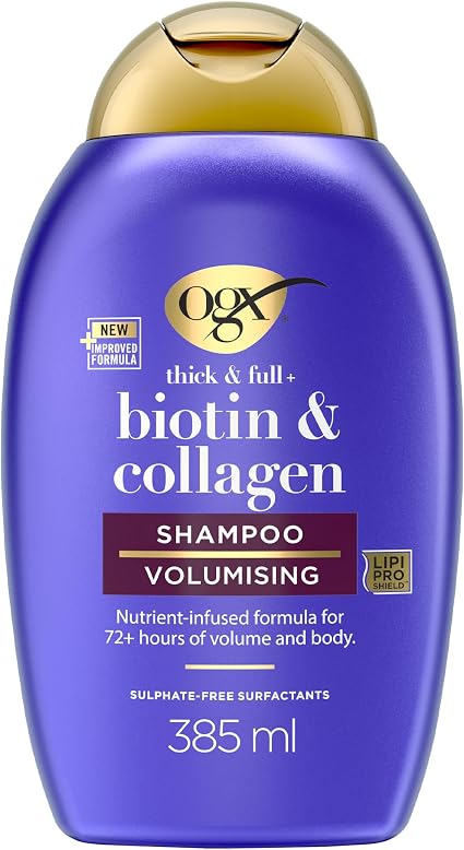 OGX | Biotin & Collagen Volumizing Shampoo (385ml Bottle) - Hair Care with Nutrient-Infused Formula - Sulfate Free Shampoo for 72+ Hours of Volume - Image 1