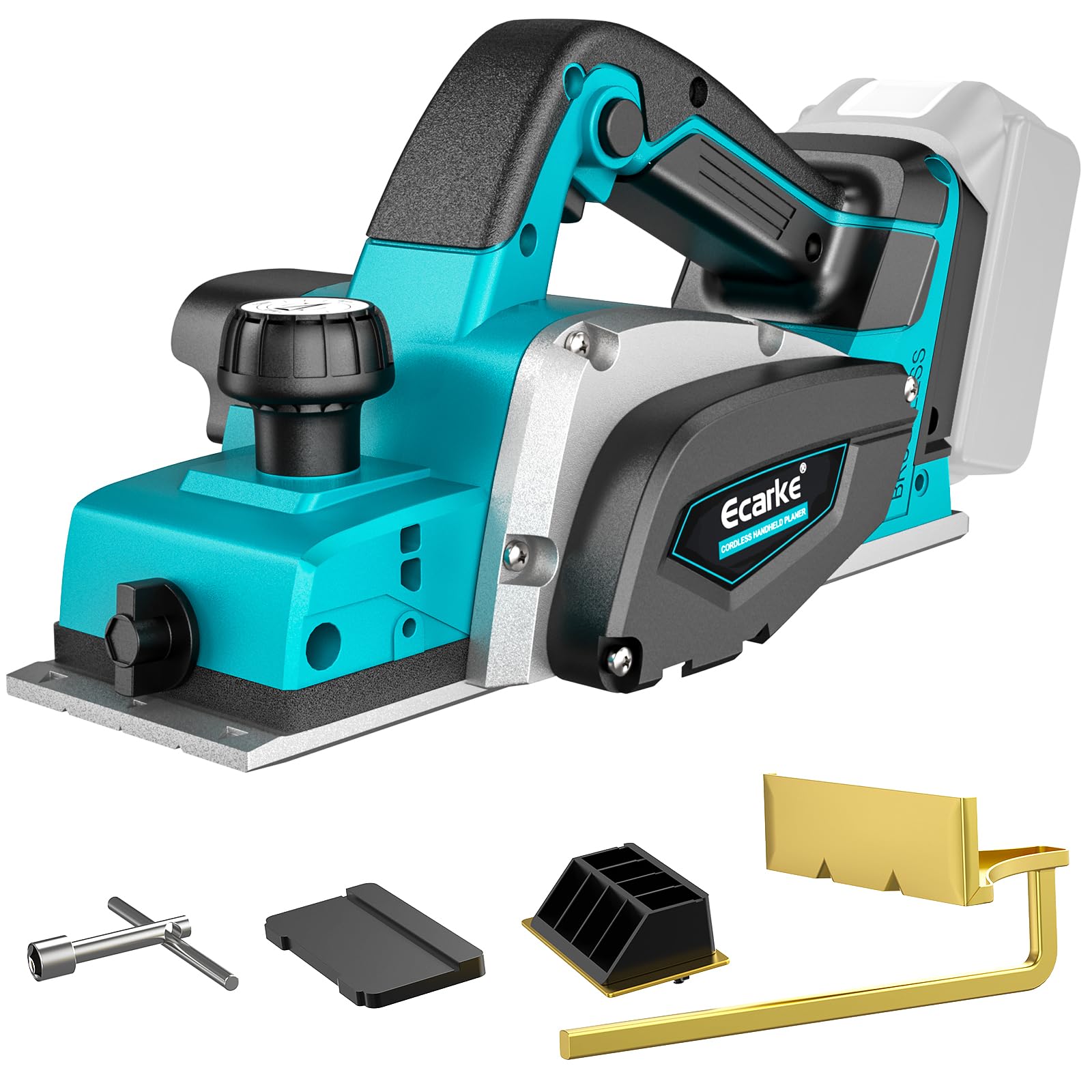 Ecarke 750W Cordless Electric Planer - Compatible with Makita 18V Batteries, Brushless Motor, 15,000 RPM, Width 82 mm, Depth 0-2 mm - Wood, Furniture & DIY - No Battery - Image 1