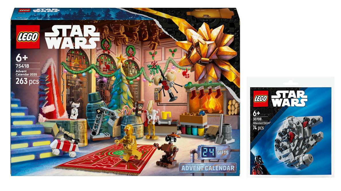 75418 LEGO Star Wars Advent Calendar 2025 & 30708 Millennium Falcon Miniature Model - Image 1