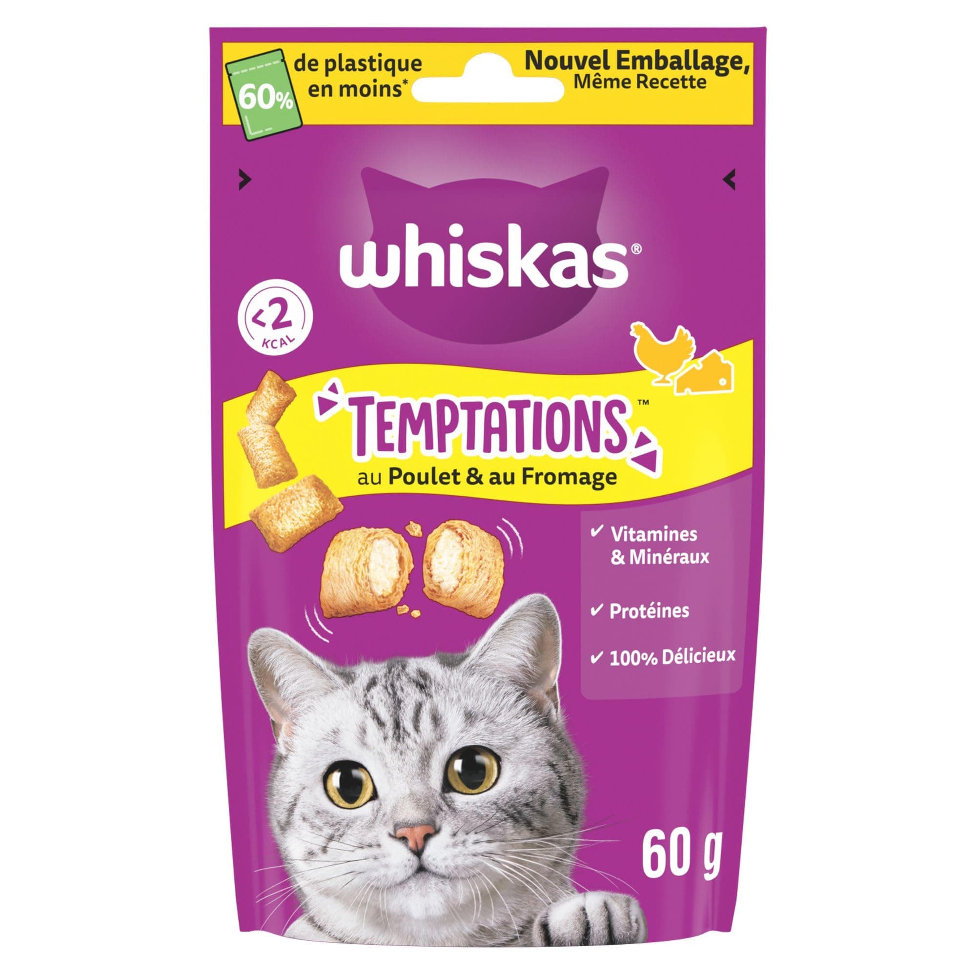 Whiskas Temptations Chicken & Cheese Cat Treats 60 g Pack of 6