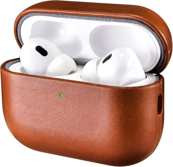 Leather Case for AirPods Pro 3 2025, ICARER Leather Shock-Resistant Premium Case Cover for Apple AirPods Pro 3 2025 Headset Charging (LED Visible) Support Wireless Charger - Brown - Image 1