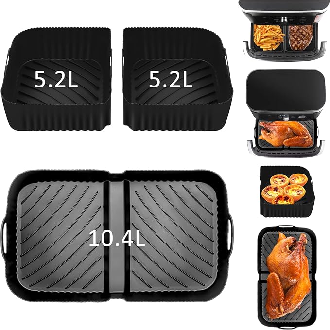 Air Fryer Mould, 3 Pcs Flat Air Fryer Accessory for Ninja Air Fryer 10.4L AF500EU, Reusable Silicone Air Fryer Mould for Ninja Air Fryer 10.4L (3 pcs) - Image 1