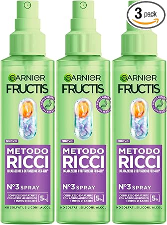 Garnier Fructis Curls Method Step 3 Moisturizing Spray with Hyaluronic Acid and Shea Butter Defines Nourishes and Revitalizes Curls Vegan Formula Without Silicones – 3 Bottles of 150 ml - Image 1