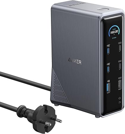 Anker Prime Docking Station 160W, 14-Port with 160W Max Output, 10Gbps Fast Data Transfer, Real-Time Smart Interface, Audio and Ethernet Ports, Dual 4K Displays for Dell, MacBook, and More - Image 1