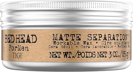 Bed Head For Men by TIGI Matte Separation Hair Styling Wax - Professional Long Lasting Product for Men, Beeswax Formula, Short to Medium Length Hair, 3 Oz - Image 1